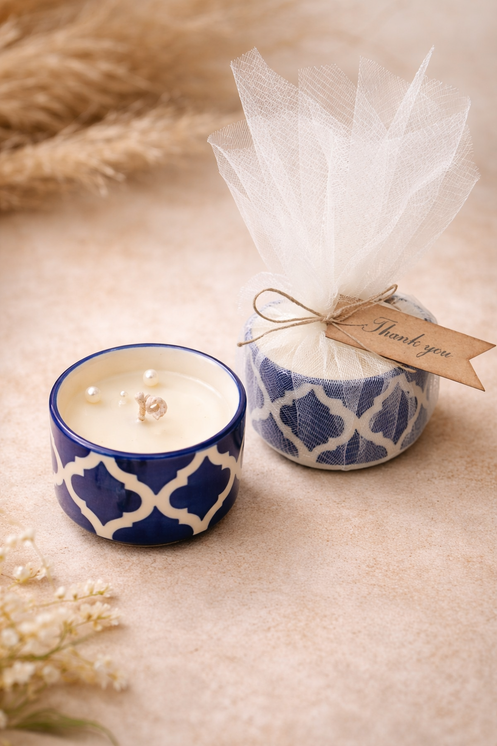 Jaipur Blue Pottery Candle